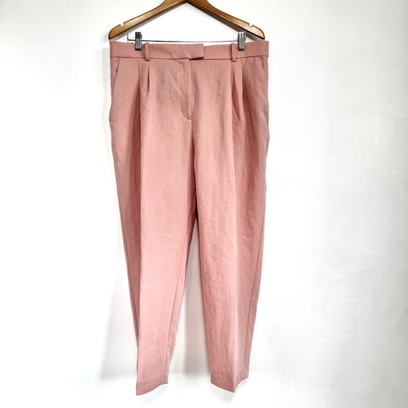 NWT H&M Tailored High-rise Wide Tapered Ankle Trouser Pant Powder Pink Size 16 - Picture 2 of 16